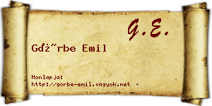 Görbe Emil névjegykártya